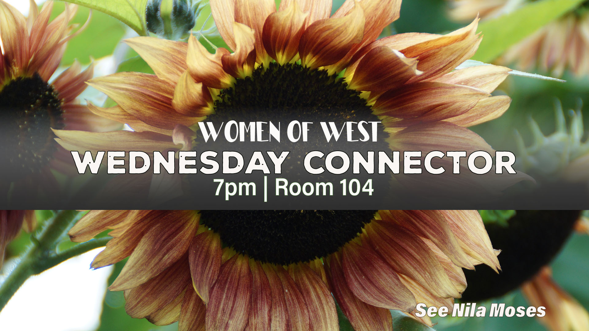 All ladies are invited to be a part Women of West Wednesday Pre-Service Connector on Wednesdays from 7pm-8pm in Room 104. Come enjoy a time of fellowship, Bible study and maybe even a craft relating to the lesson. For more info, contact Nila Moses at nmoses39@gmail.com.
